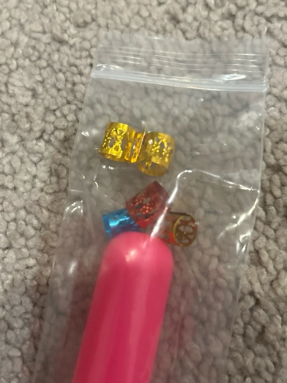Pink and Lime crochet hook with charms